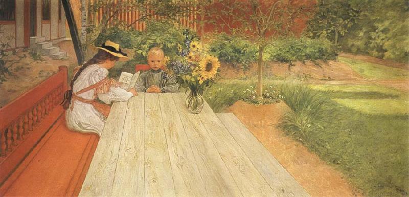 Carl Larsson The First Homework oil painting image